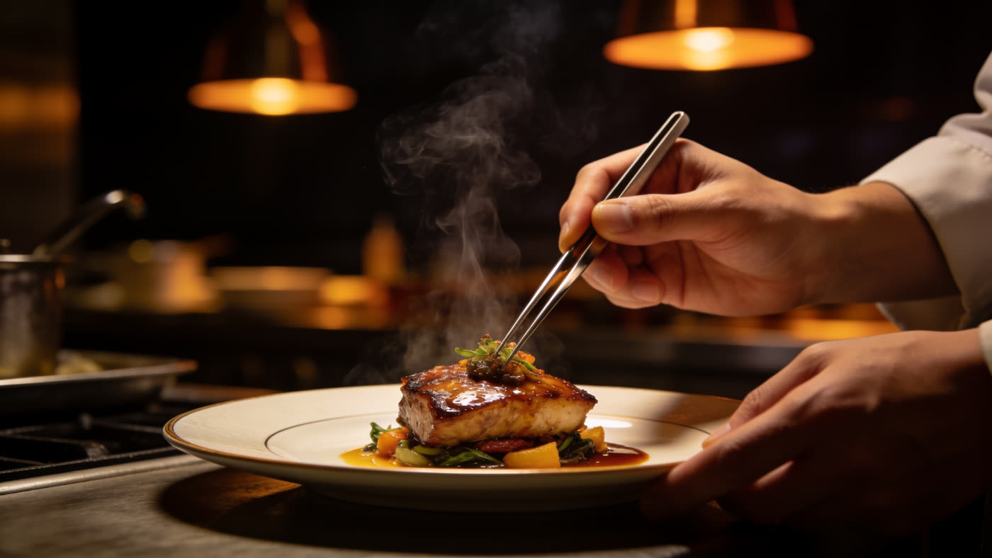 Cozinha de restaurante em produção, onde o custo da mercadoria vendida é formado no dia a dia